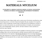 Press Article // A/D/O Journal – Article & Interview about Officina Corpuscoli & Mogu and Mycelium Materials