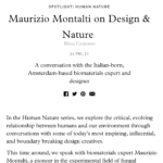 Interview & Article // Maurizio Montalti on Design & Nature  // The Forum – Spotlight @Design Miami/ Basel